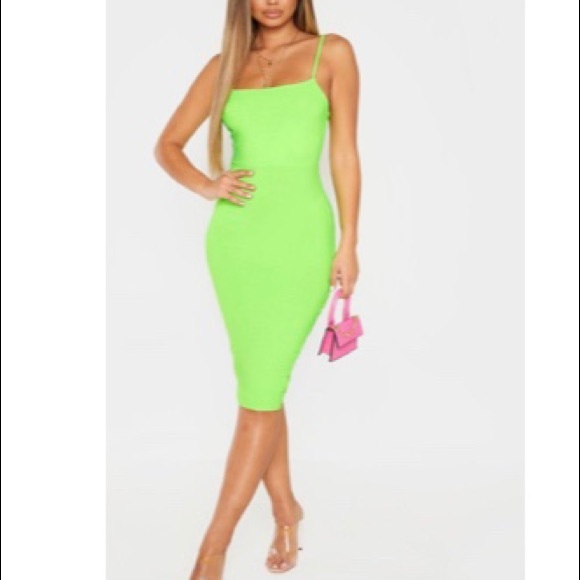 PrettyLittleThing Lime Green Midi - Picture 3 of 3